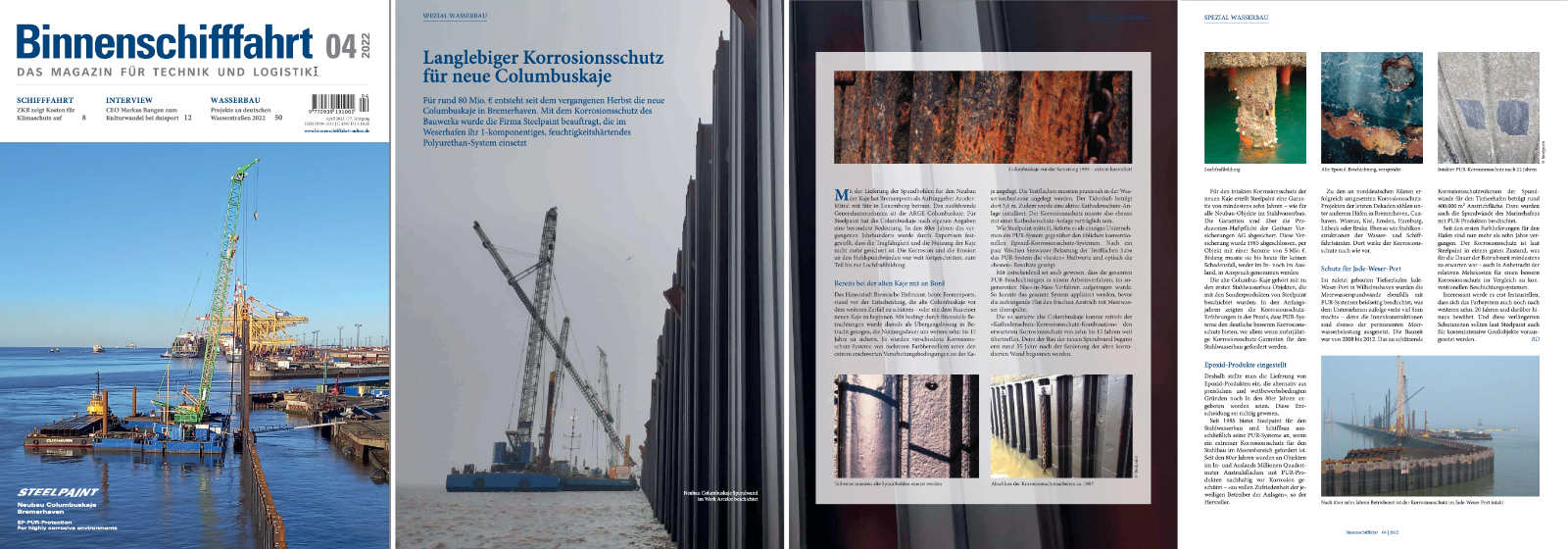 BINNENSCHIFFFAHRT 2022-04 Artikel über Steelpaint